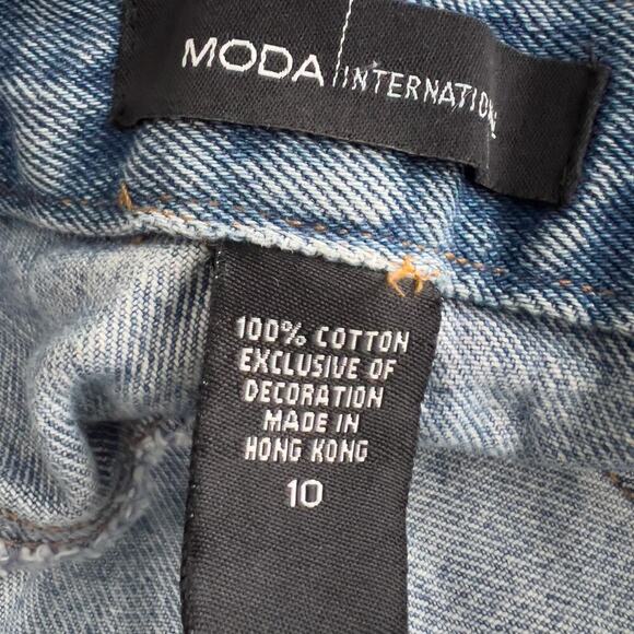 Vintage Moda International Jeans 10 Denim Cuffed Floral Checkered Cottage Y2K - Picture 6 of 8